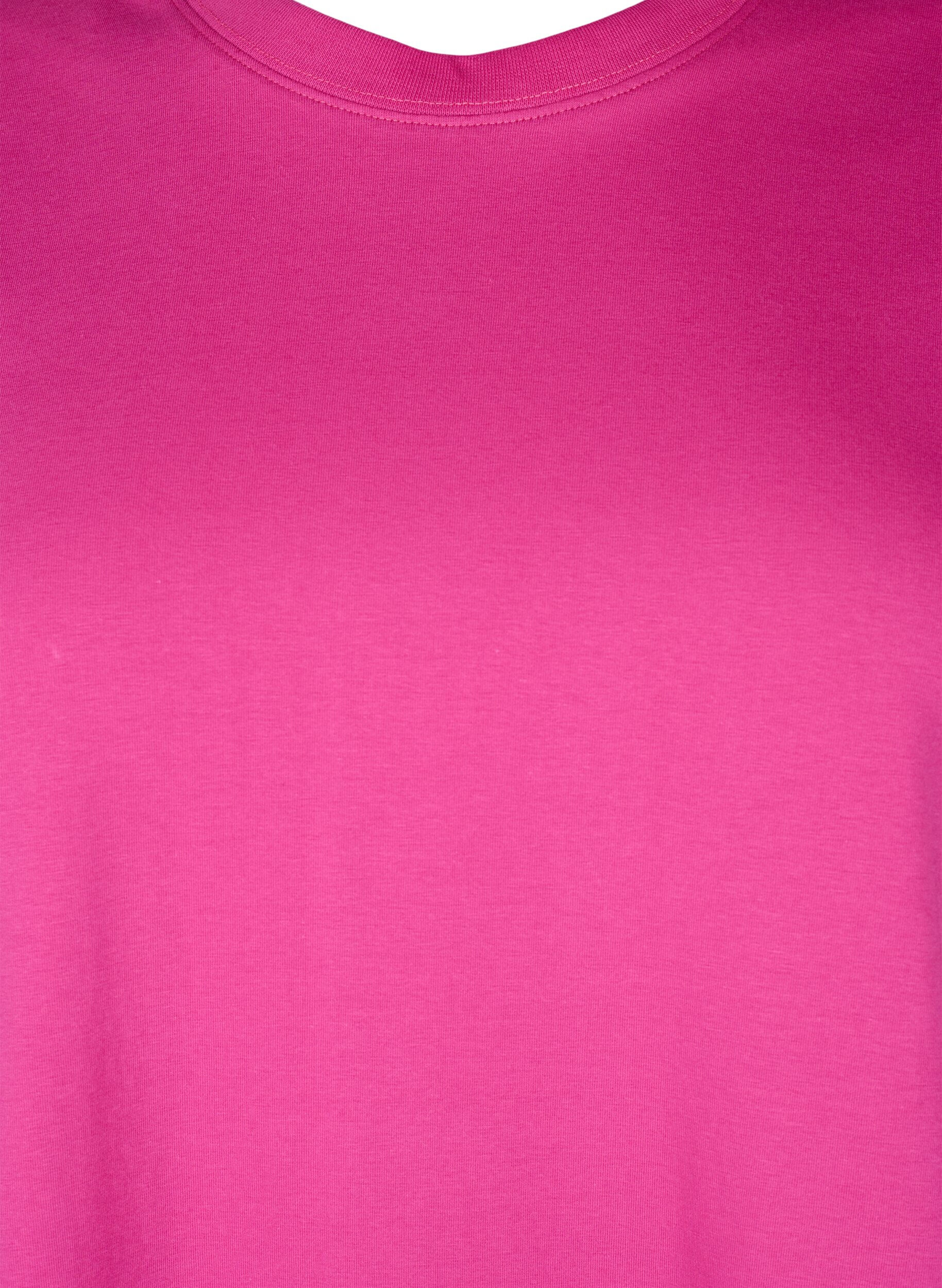 Zizzi T-shirt i &oslash;kologisk bomuld med rund hals, Raspberry Rose, Packshot image number 2