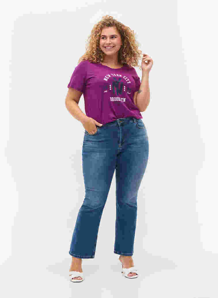 Bomulds t-shirt med tryk, Grape Juice, Model image number 2