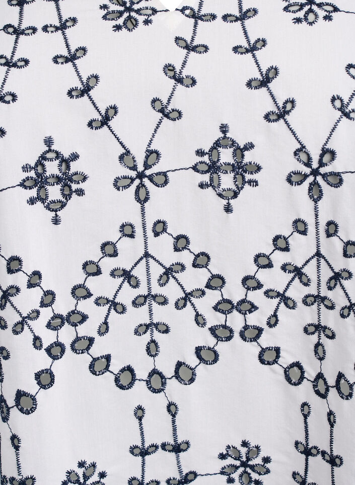 Kjole med kontrastfarvet broderi anglaise, White w. Navy Blazer, Packshot image number 2