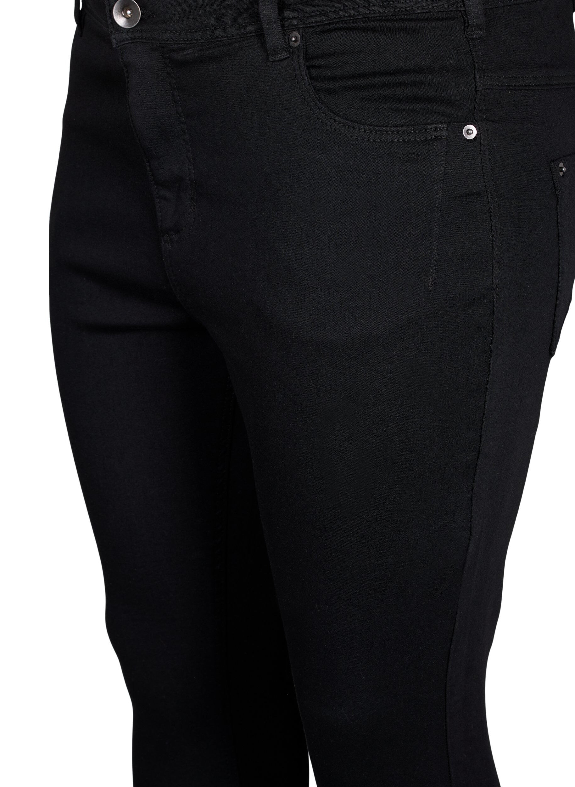 ZizziCropped Amy jeans med lynl&aring;sdetalje, Sort, Packshot image number 2