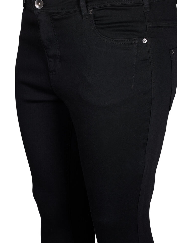 Cropped Amy jeans med lynl&aring;sdetalje, Sort, Packshot image number 2