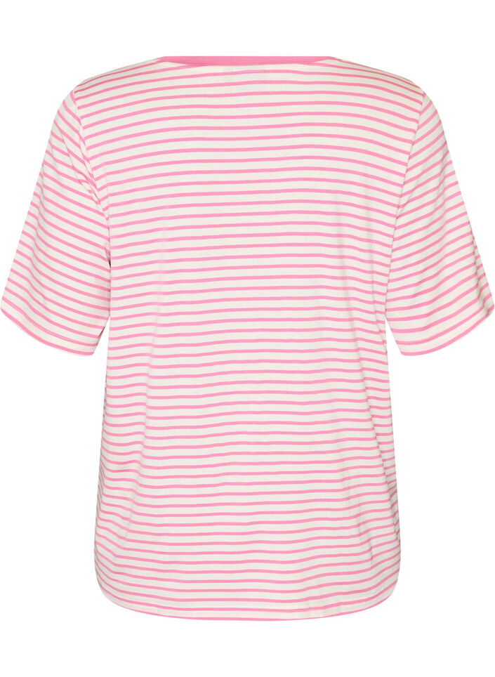 T-shirt med TENCEL&trade; Lyocell og striber , Lyser&oslash;d, Packshot image number 1