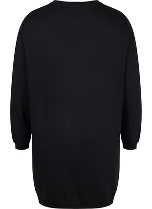 Bomulds sweat tunika med snøredetaljer, Black, Packshot image number 1