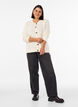 Cardigan med kabelstrikket m&oslash;nster, Vanilla, Model image number 1