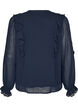 Transparent bluse med fl&aelig;ser og bindeb&aring;nd, Bl&aring;, Packshot image number 1
