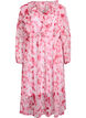 Blomstret chiffonkjole med fl&aelig;ser og lange &aelig;rmer, Lyser&oslash;d, Packshot image number 0
