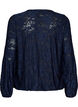 Transparent bluse med blomsterstruktur og lange &aelig;rmer, Bl&aring;, Packshot image number 1