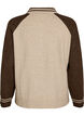 Cardigan med kontrast&aelig;rmer og krave, Beige, Packshot image number 1