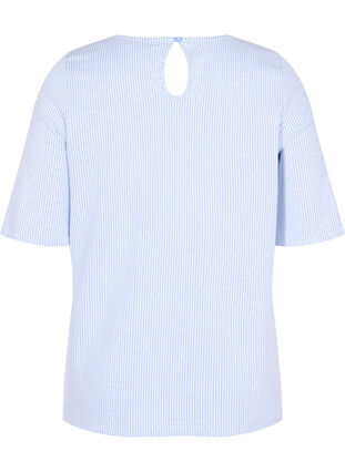 Stribet bluse med 3/4 ærmer, Lavender L Stripe, Packshot image number 1