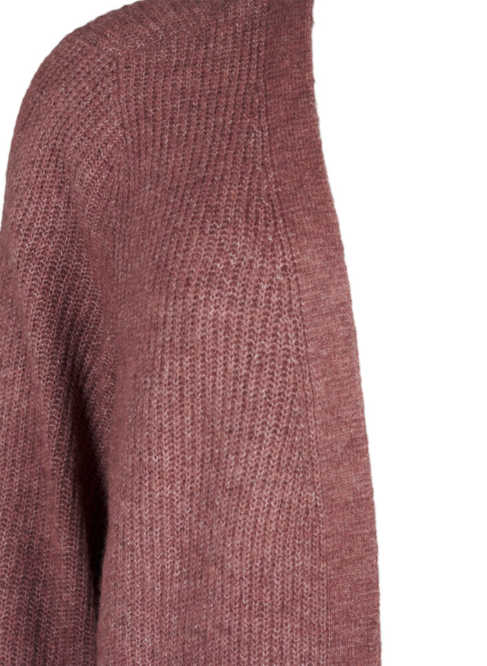 FLASH - Ribstrikket cardigan med slidser, Rose Brown Melange, Packshot image number 2
