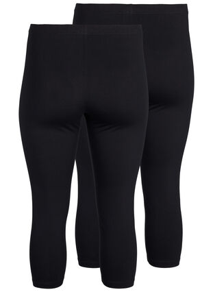 FLASH - 2-pak 3/4 leggings i bomuld, Black / Black, Packshot image number 1