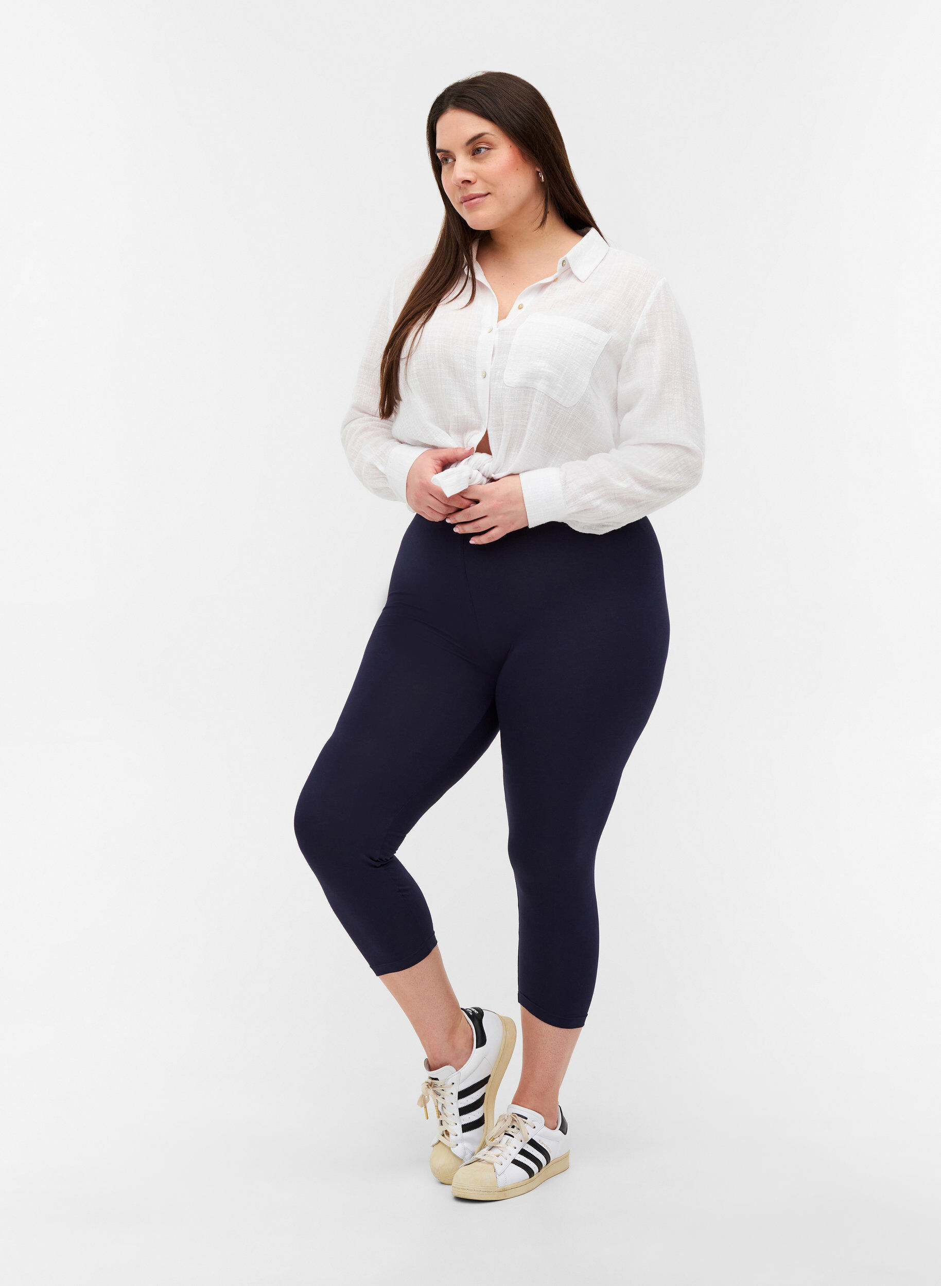 Zizzi Basis 3/4 leggings, Night Sky, Model image number 0
