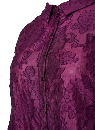Lang skjorte i jacquard, Dark Purple, Packshot image number 2