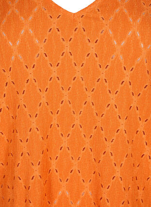 V-hals bluse med hulmønster, Carrot, Packshot image number 2