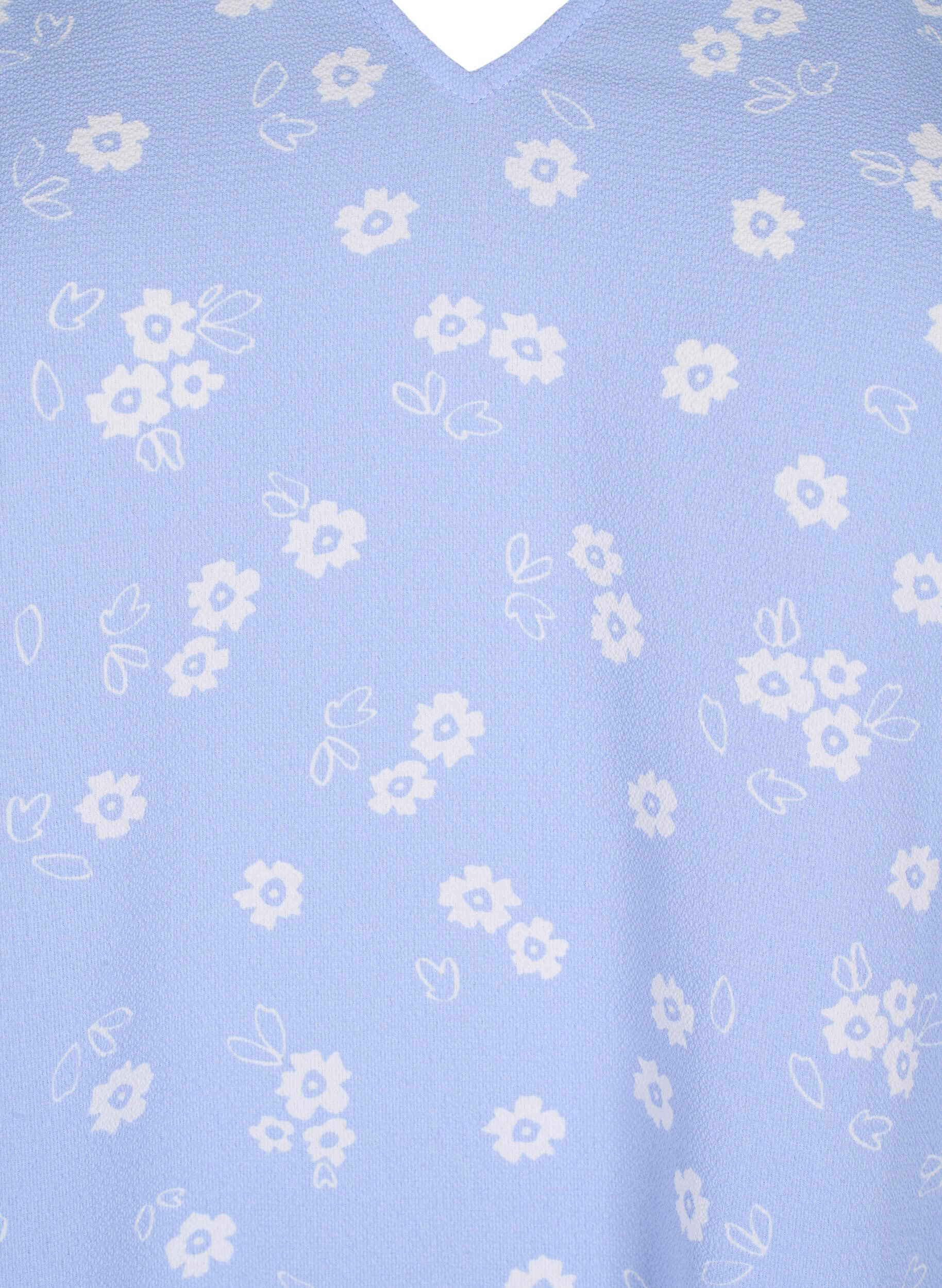 Zizzi Blomstret top med v-hals, Serenity Flower AOP, Packshot image number 2