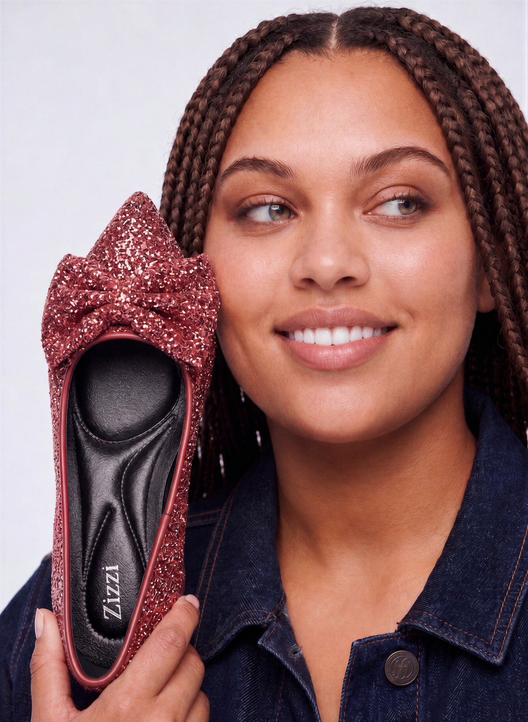 Extra Wide Fit - Glitter pump med sl&oslash;jfe