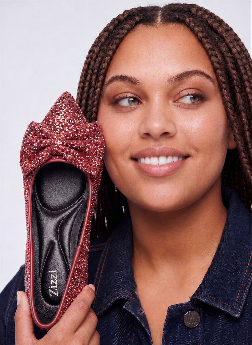 Glitter pump med sl&oslash;jfe, R&oslash;d, Image image number 0