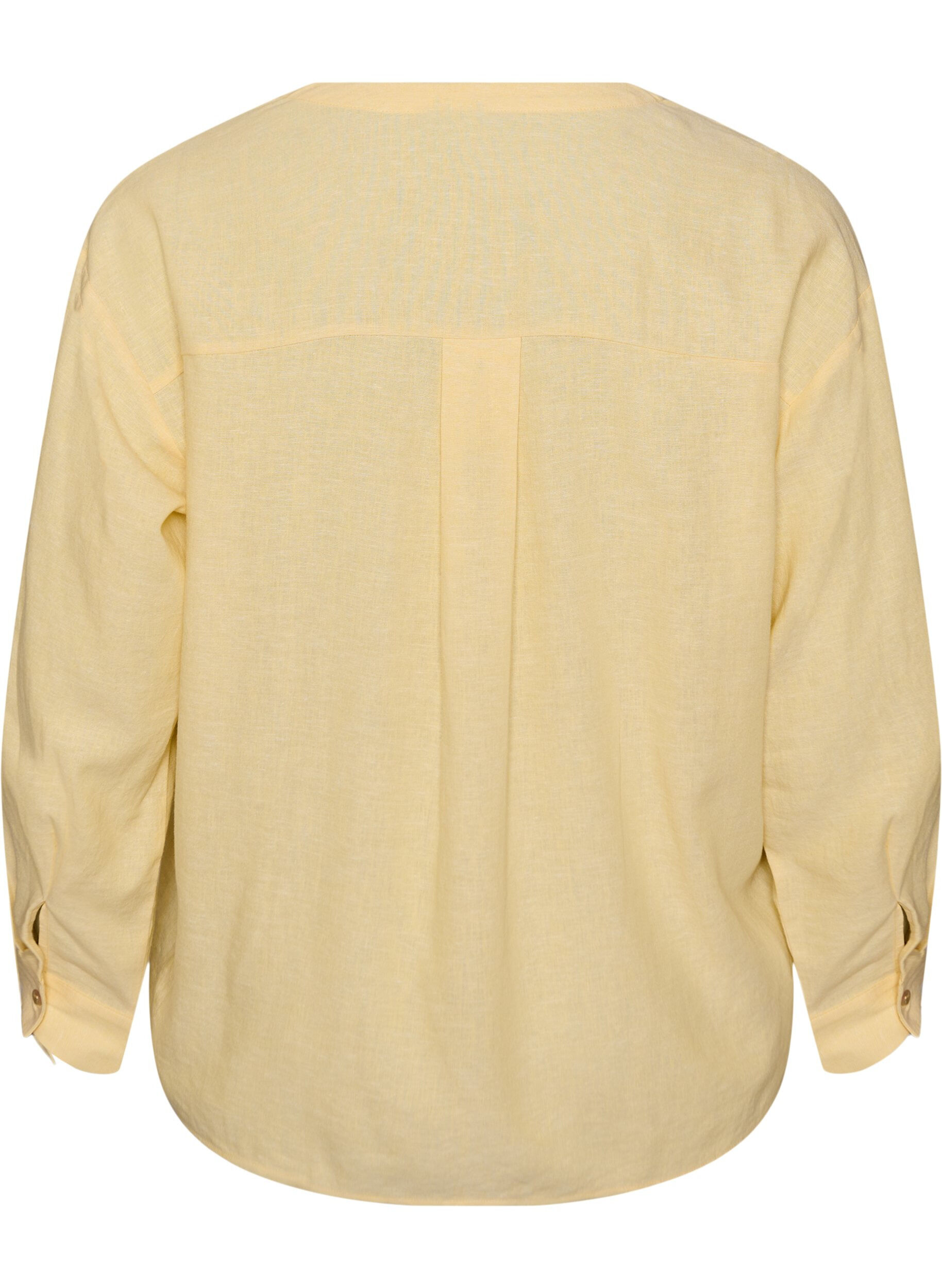 Zizzi Bluse i h&oslash;r og viskose med V-udsk&aelig;ring, Gul, Packshot image number 1