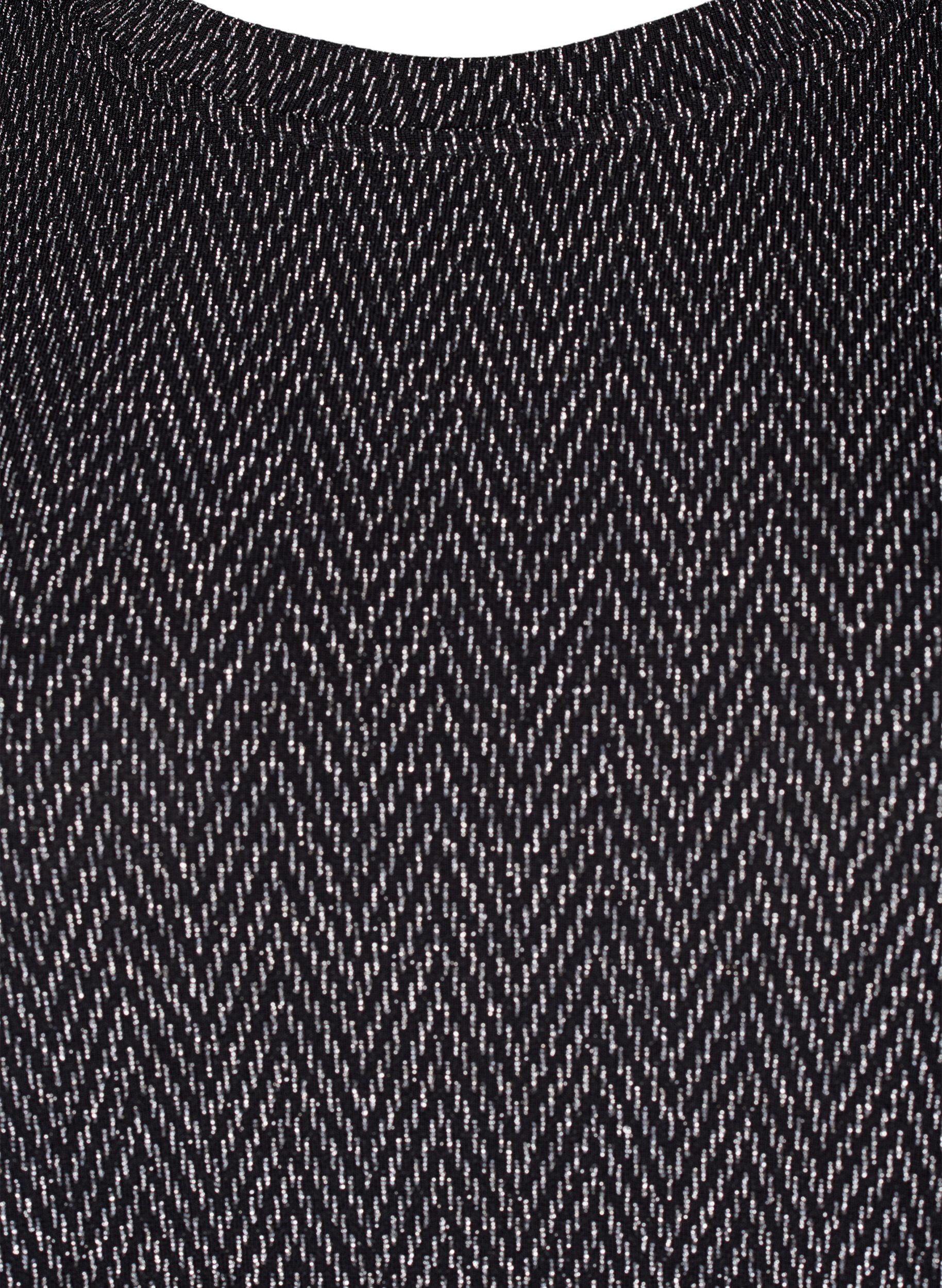 Zizzi Kjole med zigzag m&oslash;nster og glimmer, Silver ZigZagShimmer, Packshot image number 2