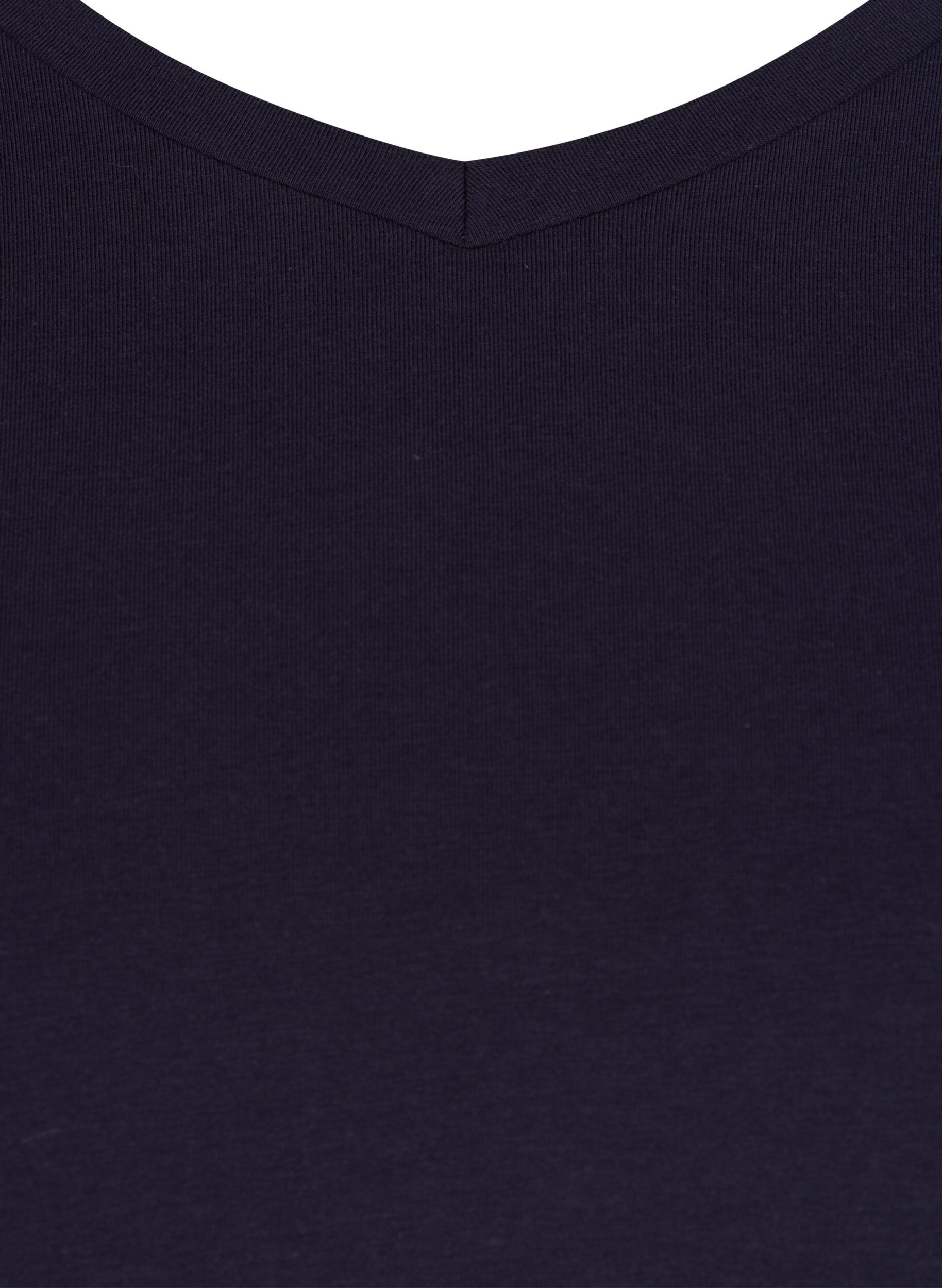 ZizziEnsfarvet basis t-shirt i bomuld, Bl&aring;, Packshot image number 2