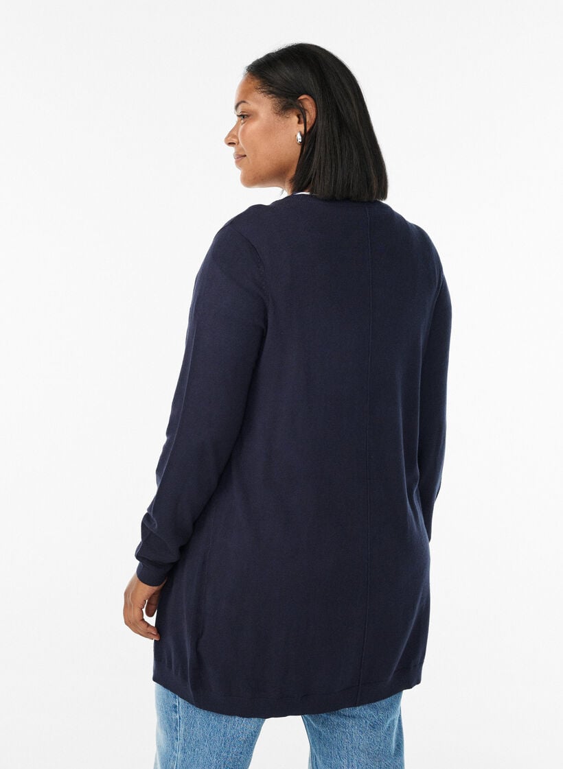 Lang strikcardigan i viskosemix, Bl&aring;, Model image number 2