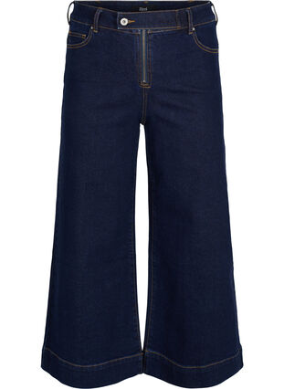 Cropped jeans med vidde, Unwashed, Packshot image number 0
