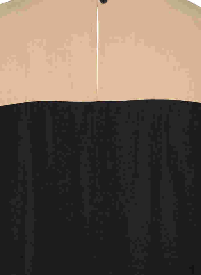 Viskose midikjole med color-block, Black Comb, Packshot image number 3