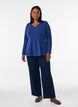 Jerseybluse med ribstruktur og A-form, Bl&aring;, Model image number 1