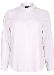 Langærmet skjorte i bomuld, White Taupe Stripe