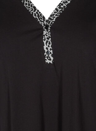 Bomulds natkjole med 3/4 ærmer, Black w. Leo, Packshot image number 2