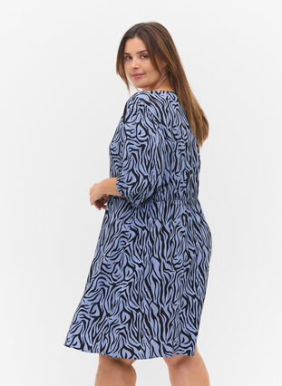 Kjole med knapper og 3/4 ærmer, Blue Zebra, Model image number 1