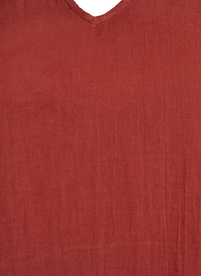 Ærmeløs top i bomuldsmusselin med flæser, Rød, Packshot image number 2