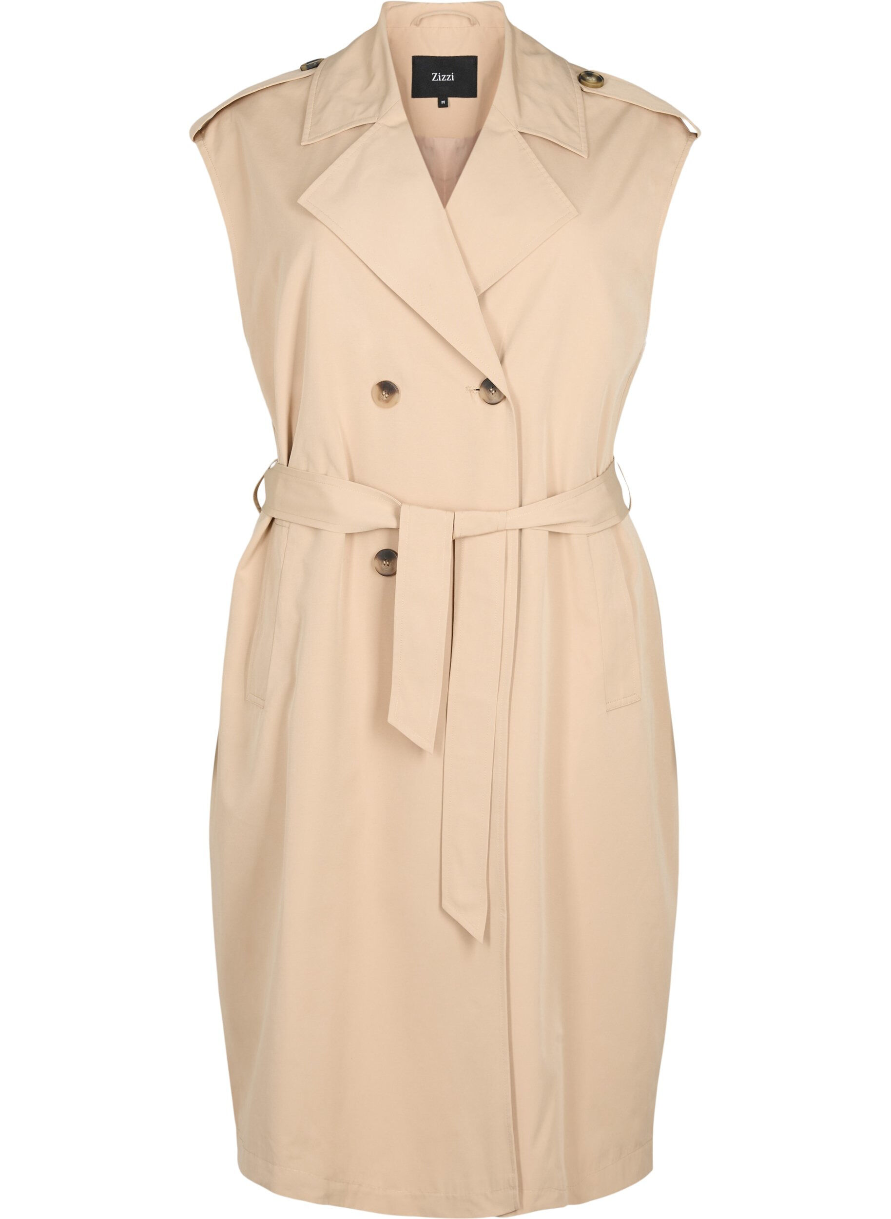 Zizzi Lang vest med b&aelig;lte, Nomad, Packshot image number 0