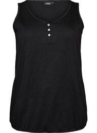 Tanktop i &oslash;kologisk bomuld med V-hals og knapper, Sort
