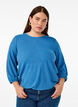 Bluse med struktur og 3/4 &aelig;rme, Bl&aring;, Model image number 0