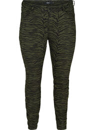 Printede Amy jeans med høj talje, Green Zebra