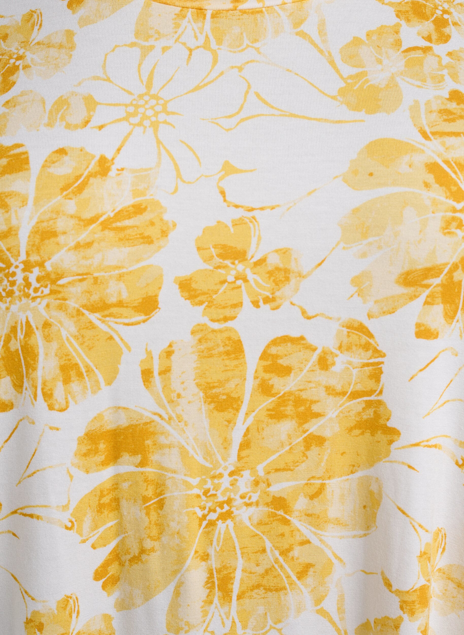 Zizzi T-shirt med blomsterprint, Gul, Packshot image number 2