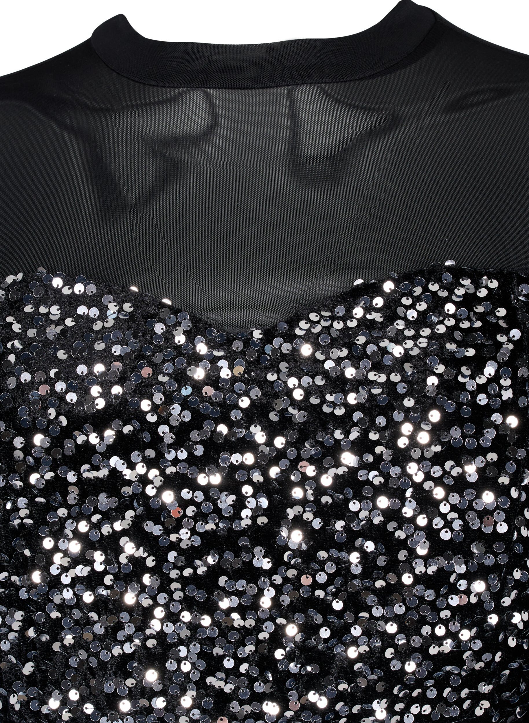 Zizzi Glitterkjole med pailletter, Black w. Silver, Packshot image number 2