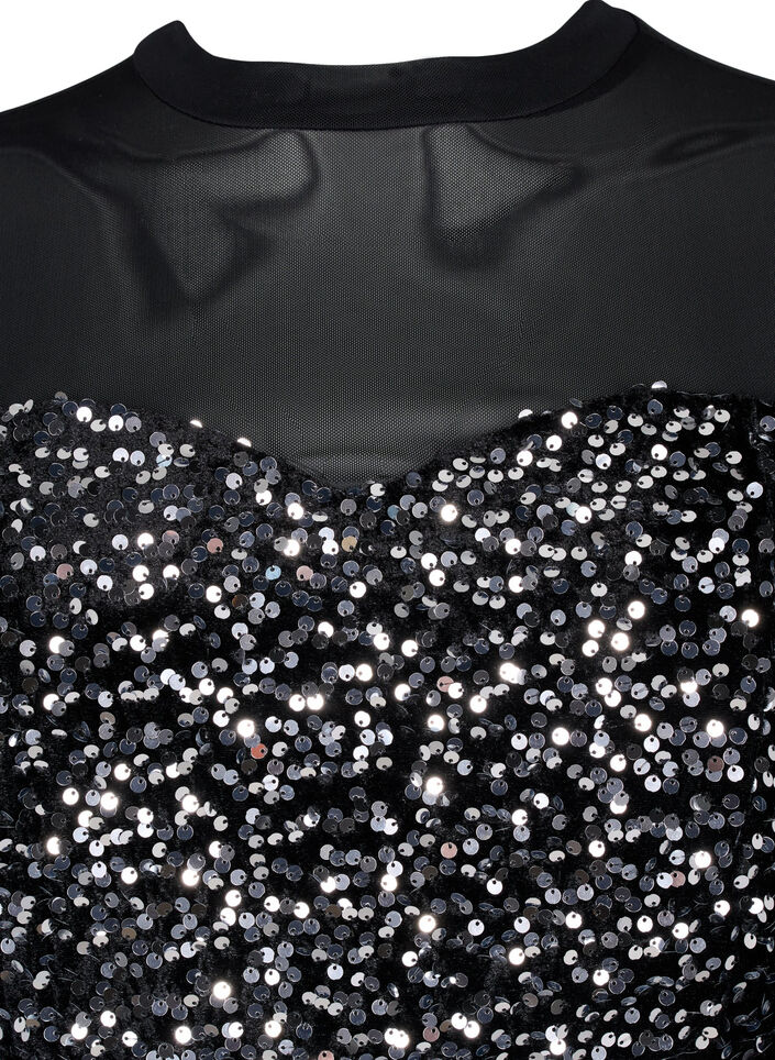 Glitterkjole med pailletter, Black w. Silver, Packshot image number 2
