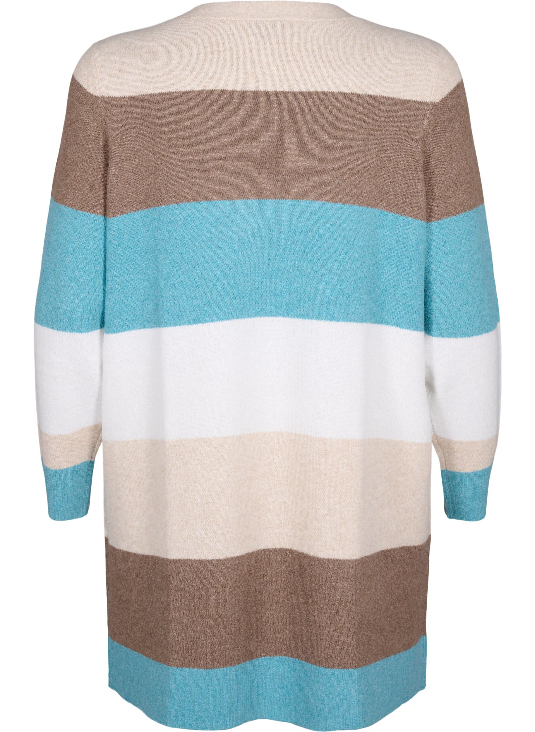 Zizzi Lang &aring;benst&aring;ende cardigan, Reef Waters Mel Comb, Packshot image number 1