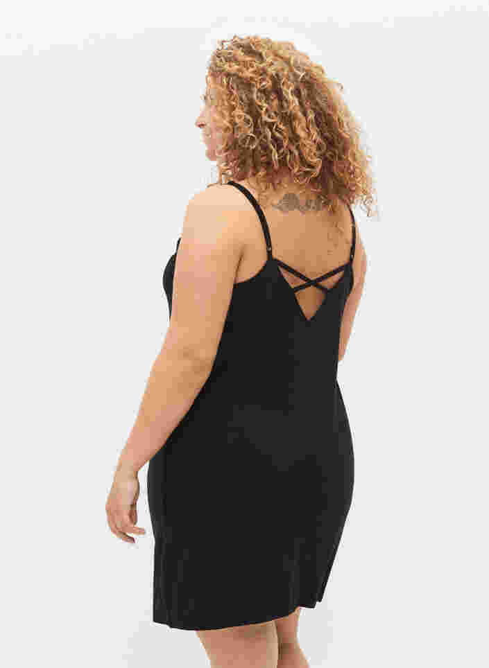 Viskose natkjole med blonder, Black, Model image number 1