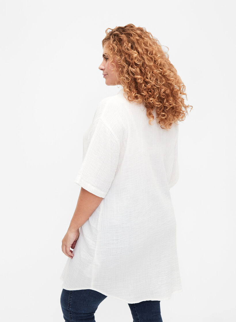 Kortærmet skjorte med knapper, Off-White, Model image number 1