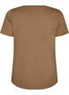 T-shirt i bomuld med frontprint og V-hals, Brun, Packshot image number 1