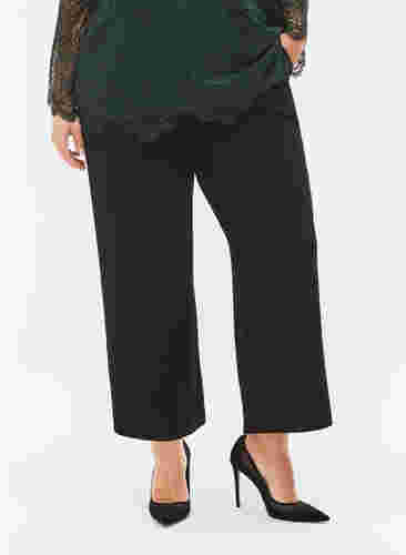 Cropped bukser med vidde, Black, Model image number 2