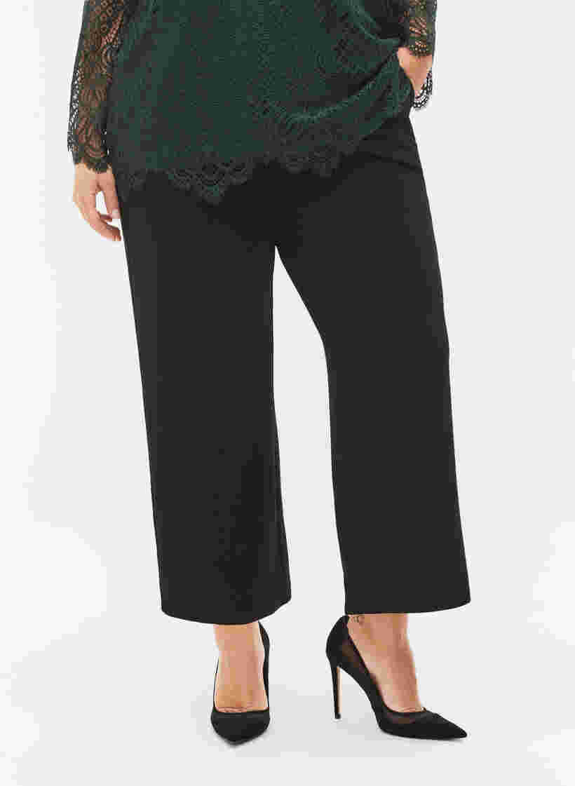 Cropped bukser med vidde, Black, Model image number 2