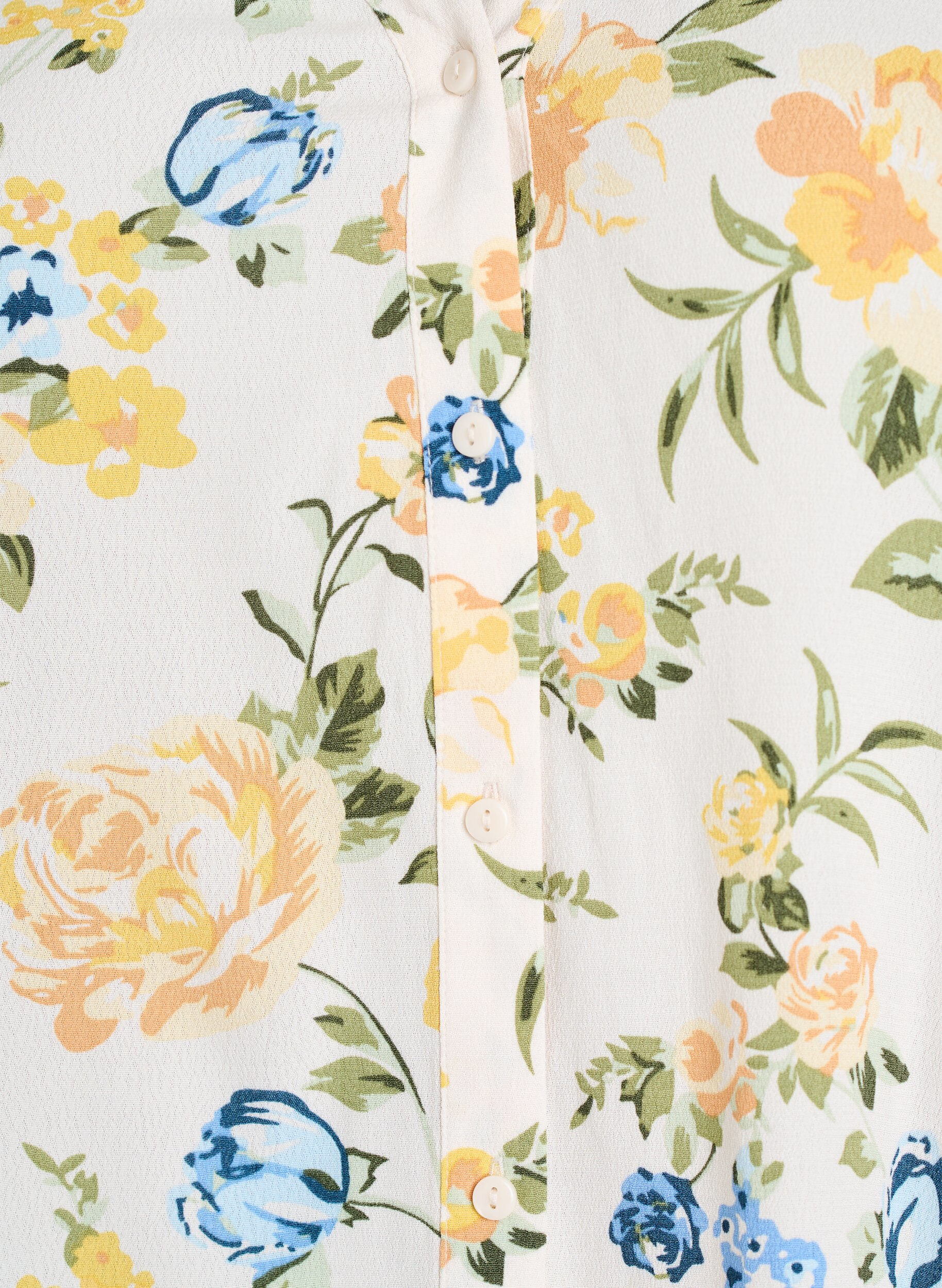 Zizzi Bluse i viskose med print og knaplukning, Vanilla, Packshot image number 2