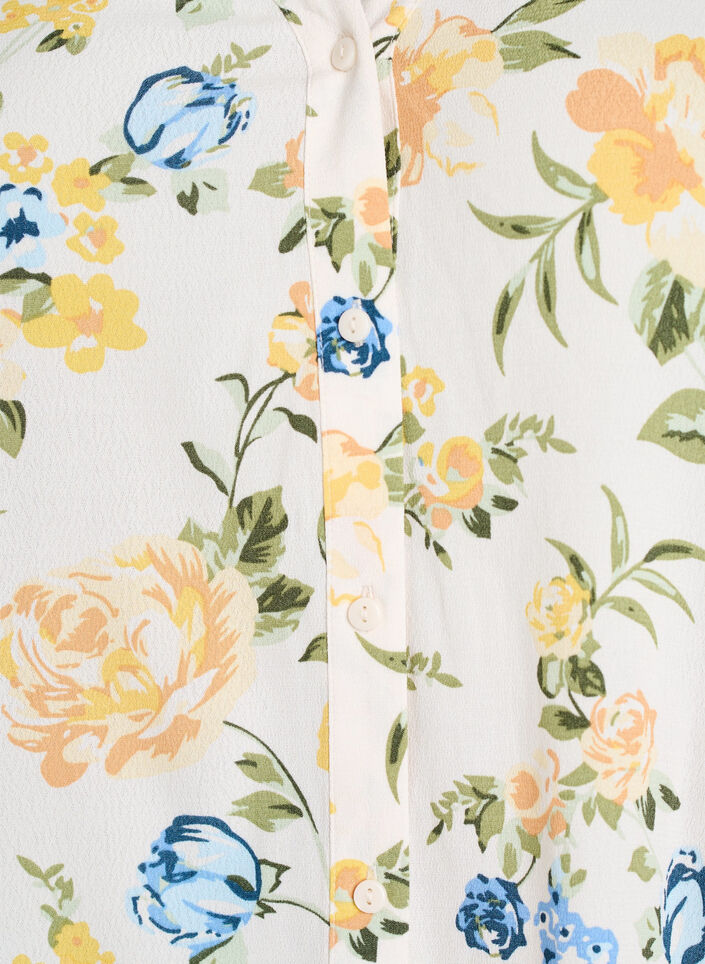 Bluse i viskose med print og knaplukning, Vanilla, Packshot image number 2