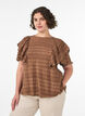 Bluse med smock-struktur og fl&aelig;se&aelig;rmer, Brun, Model image number 0