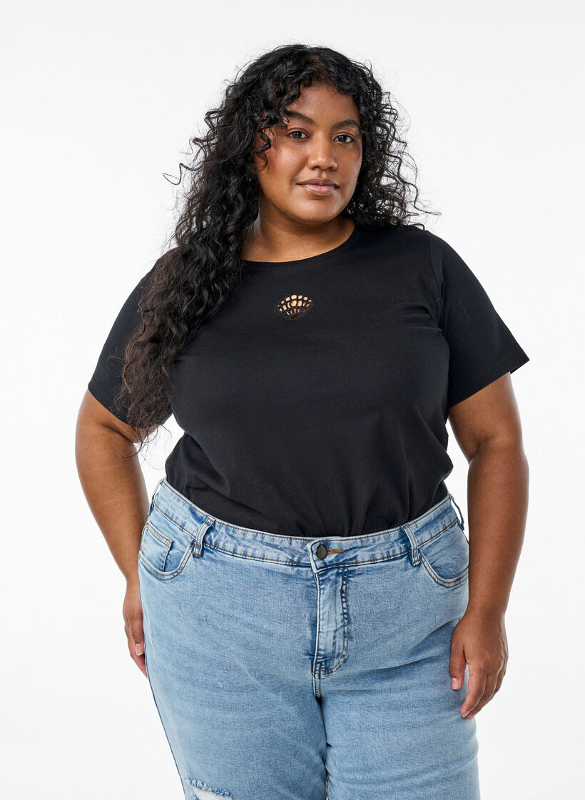 T-shirt med dekorative detaljer , Sort, Model image number 0