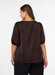 Satinbluse med sl&oslash;jfer og albuelange &aelig;rmer, Brun, Model image number 2